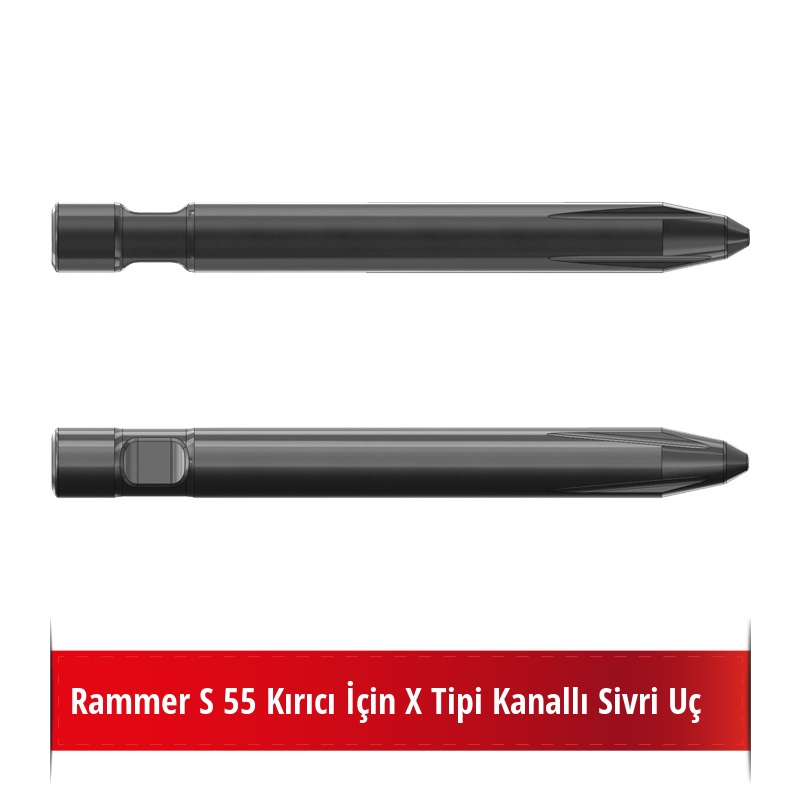 Rammer S 55 Kırıcı İçin X Tipi Kanallı Sivri Uç